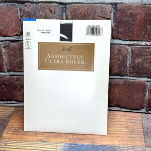 VTG Hanes‎ Control Top Pantyhose Absolutely Ultra Sheer Sz C - 707- Barely Black